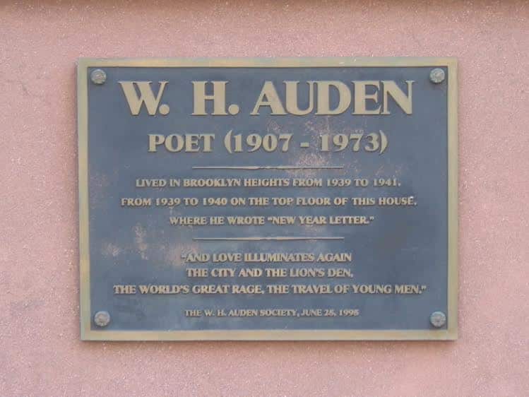WH Auden plaque
