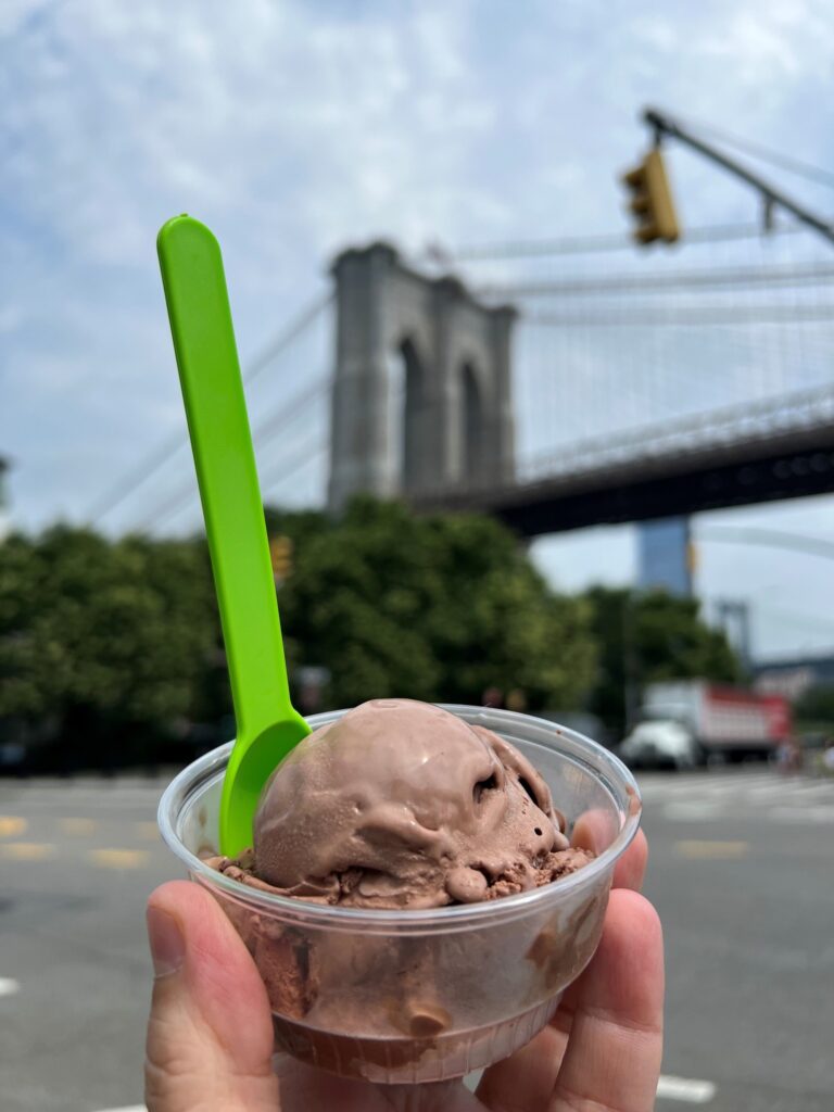 Chocolate ice cream and brooklyn bridge