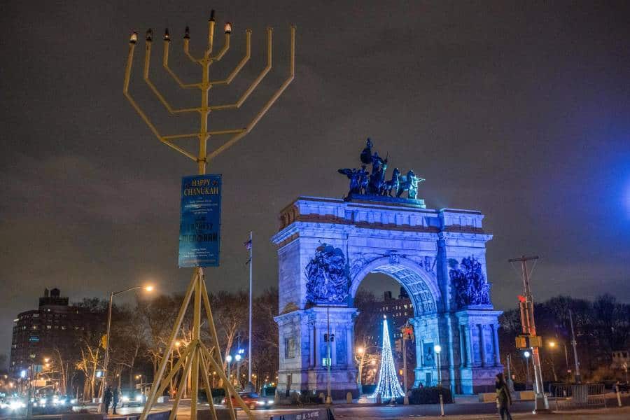 menorah in front of grand army plaza