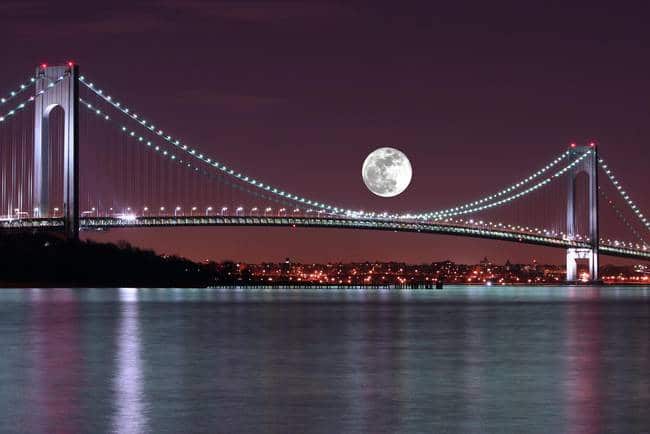 moon over the verrazzano bridge